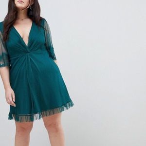 ASOS Curve Green Lace Mini Dress